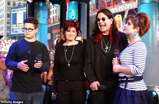 The Osbourne family on TRL at MTV Studios in New York City. (L-R) Jack, Sharon, Ozzy and Kelly Osbourne