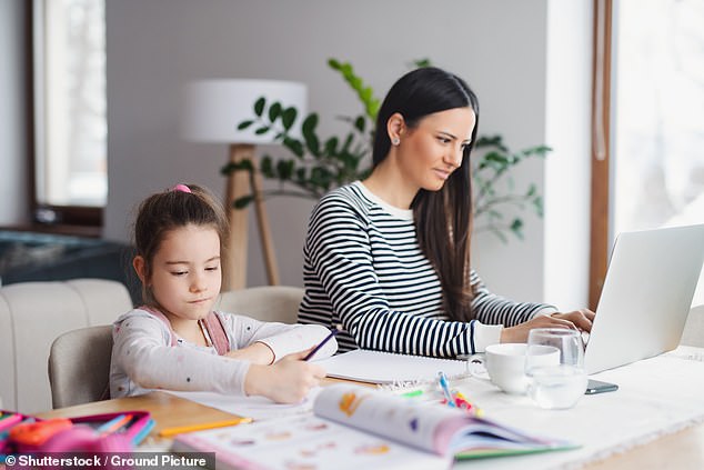 Ms Christofis Ballis said not allowing people to 'unfairly target women' WFH as they typically need flexibility (photo of a mother working from home with her daughter)