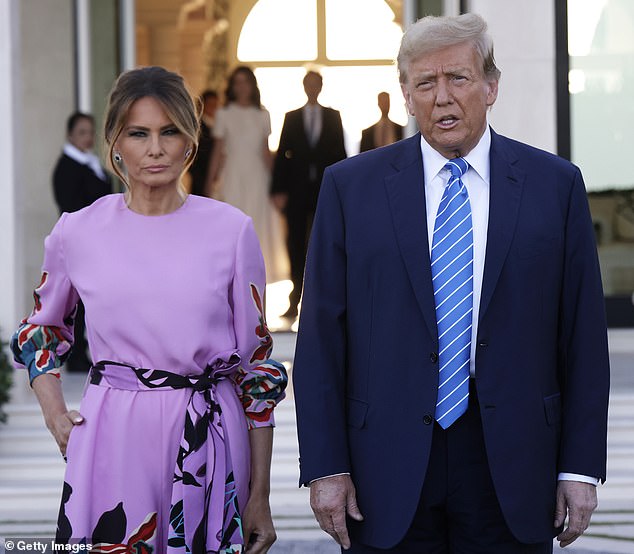 Melania, pictured here with Trump in April 2024, claims she has carried this belief about abortion 'her entire adult life'