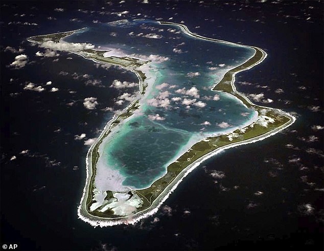 An undated photo released by the US Navy shows an aerial view of Diego Garcia