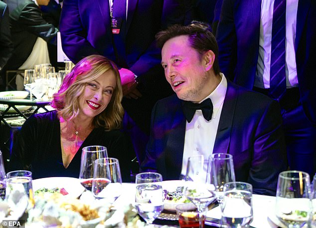 Elon Musk with far-right Italian Prime Minister Giorgia Meloni in New York, September 23