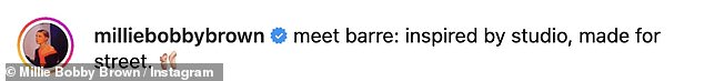 She said, 'Listen, I know I'm not a ballerina, but it matters being a ballerina. I feel like I could pass, right? I mean, come on!' and captioned the clip: 'meet barre: inspired by studio, made for street'