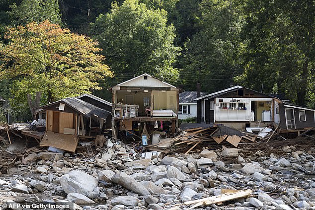 Destroyed homes in the mountains of North Carolina