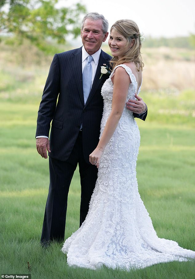 Jenna pictured with her father, former President George W. Bush, on her wedding day in Texas in May 2008