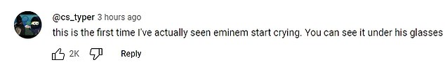 'The loudest rapper in the world is crying. I'm crying right now,