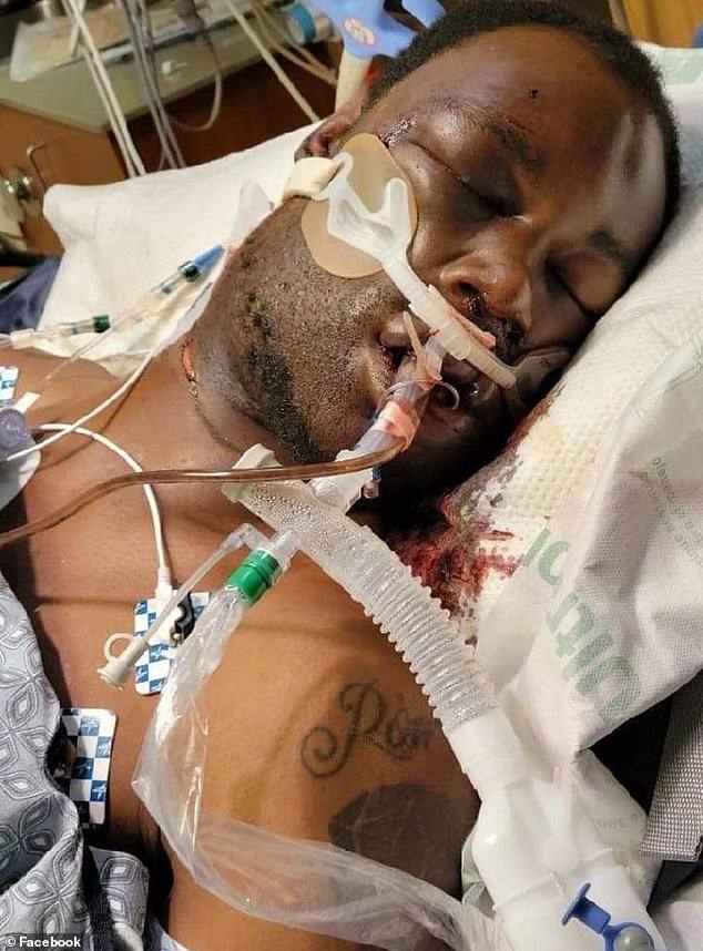 Nichols is pictured in hospital after the incident. The 29-year-old from Memphis died of cardiac arrest and kidney failure on January 10, three days after he was stopped by police for reckless driving in unmarked cars.