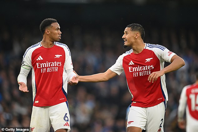 Alongside William Saliba (right), Gabriel provides a formidable defense for the title chasers