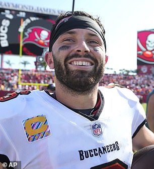 Mayfield suited up for the Buccaneers