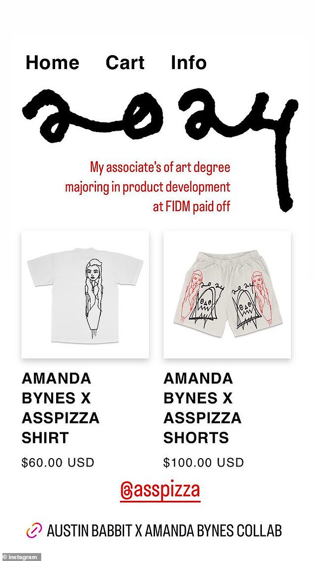 Amanda announced her fashion line in an Instagram post on October 2, revealing that she is collaborating with designer Austin Babbitt, also known as A**pizza, on some original designs