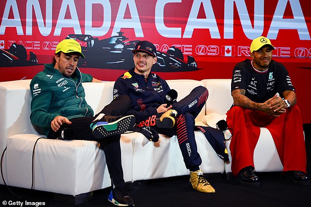 Alonso (left) has told Verstappen (middle) to be careful with the language he uses during race weekends