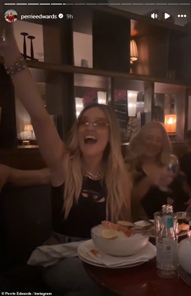 The singer was in good spirits as she celebrated her new single with friends in London