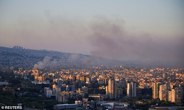 Smoke rises over the southern outskirts of Beirut and surrounding areas, amid ongoing hostilities between Hezbollah and Israeli forces, as seen from Sin El Fil, Lebanon, October 4, 2024