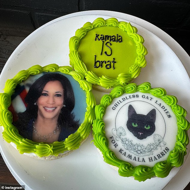 The Kamala-is-brat themed treats from Popp or one of the many bakers who have gotten into the electoral baking spirit