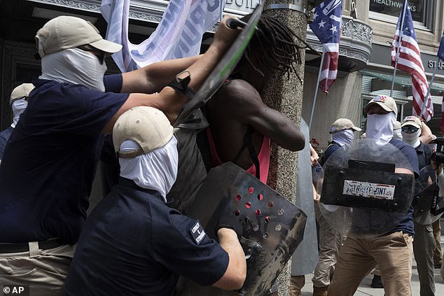 The 37-year-old said he blacked out during the attack and was shocked when he later saw photos in the press of the white supremacists pressing a shield to his head and pushing him against a light post.