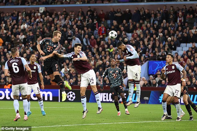 Bayern No. 9 Kane registered two shots against Villa, one of which hit the target