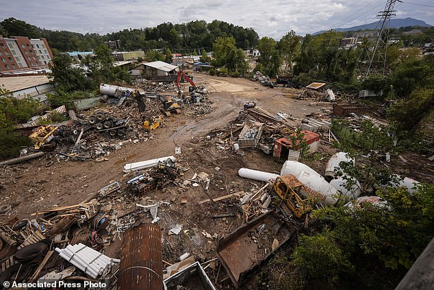 Debris can be seen here after the storm passed through Asheville, leaving the area devastated