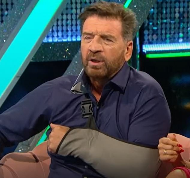 The DIY SOS star will miss Movie Week just a week after his future on the show was called into question due to a shoulder problem, before it was reported he fell during rehearsals and injured his knee, leaving him on crutches (pictured last week )