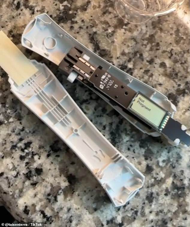 She claimed she took apart a negative pregnancy test and discovered it was actually positive