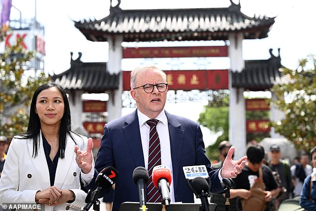 Mr Albanese (pictured on Saturday with candidate for Fowler Dai Le) has promised to introduce the laws by the end of the year