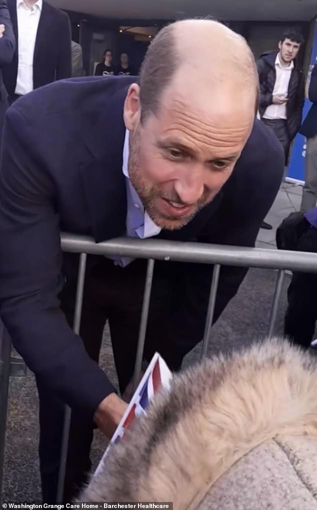 Prince William chatted with Mavis, who affectionately told him about her connection to the community pool