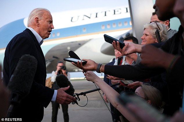 After landing near Washington, Biden said it took 'physical courage' for Liz Cheney to endorse Kamala Harris