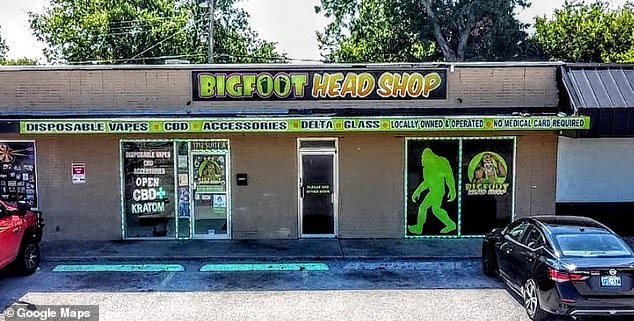 The almost believable stunt appears to be an advertisement for the Oklahoma-based company Bigfoot Head Shop