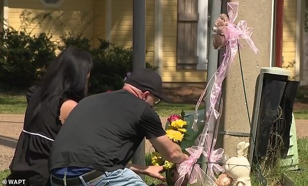 Demetrius Mathis placed a memorial near the site. When he heard the little girl died, he told the news station, 