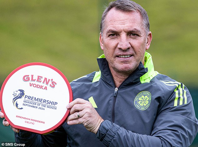 Rodgers will receive the Manager of the Month award for his team's domestic displays in September.