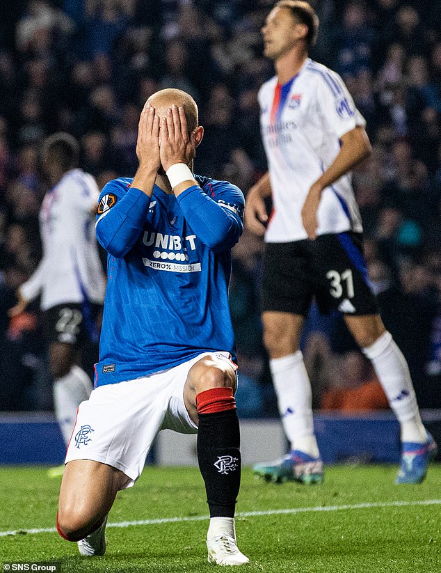 Vaclav Cerny missed an open goal in the early stages of Rangers' 4-1 defeat to Lyon at Ibrox.