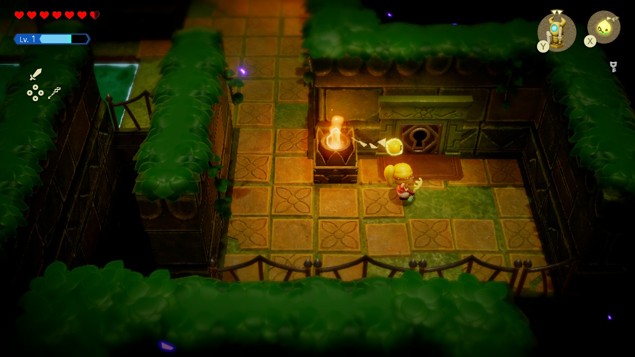 Zelda stands at a locked door in the Faron Temple searching for golden eggs in Echoes of Wisdom