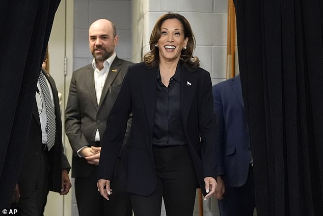 Harris praised the firefighters Friday for the work they do. During her remarks, she also celebrated that the port union had reached an agreement to end the strike