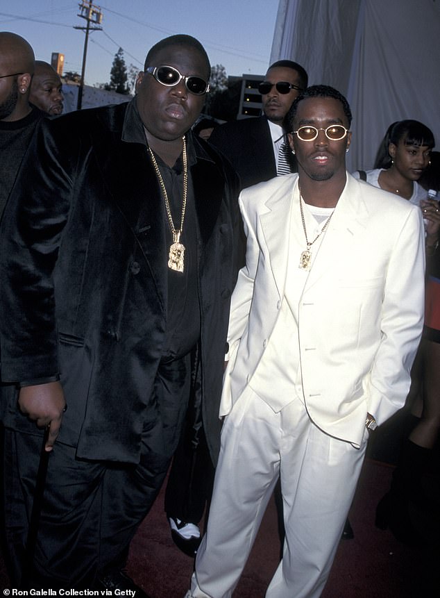 Diddy and the Notorious BIG (pictured together) found themselves on the 'East Side' of a rap rivalry that gripped hip-hop in the 1990s, with Tupac on the 'West Side'