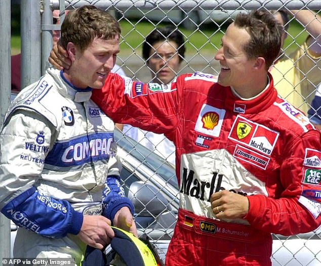 Ralf (pictured left in 2001) is the brother of Formula 1 legend Michael Schumacher (right)