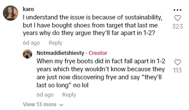 Commenters were quick to share their own thoughts on the influencers making fun of people who can't afford the original footwear