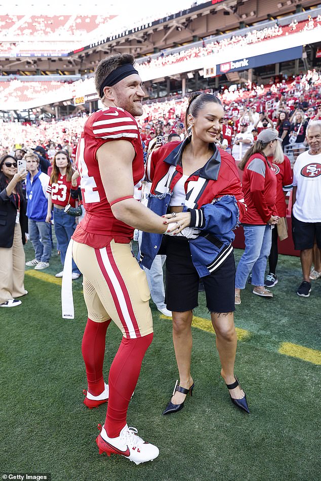 The 33-year-old fullback, pictured with his wife Kristin, has been with the 49ers since 2017