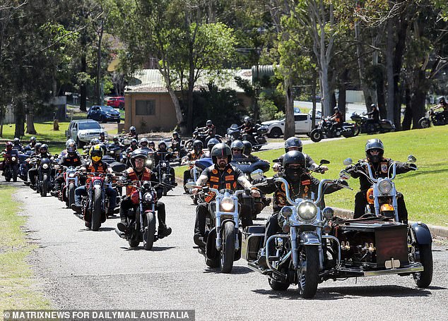 The former Bandidos president, also known as Bandido George, was carried to the service from the Hastings District Funeral Home in a motorcycle sidecar.