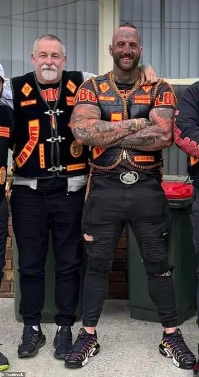 Rhyan Allan (right) shared a photo of him and Mr Martin in their Bandidos gear after his death