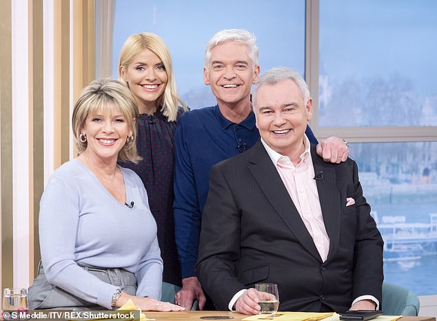 Describing the end of his tenure at ITV, Schofield says he was 'thrown under a bus' by his colleagues. Pictured here with Holly, Ruth Langsford and Eamonn Holmes