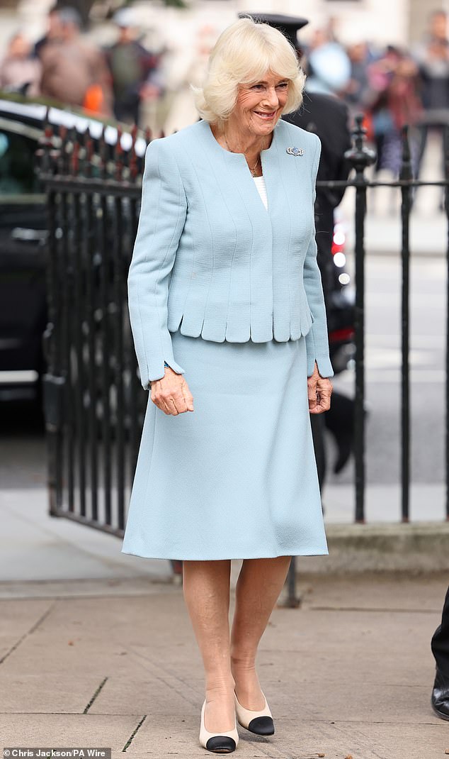 Queen Camilla has fallen so in love with her bunion-busting Sole Bliss shoes (left) that she has inspired five award-winning actresses who have played queens on screen to literally step into her shoes