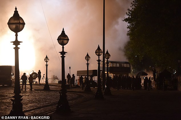 After the explosions went off, the street appeared covered in smoke