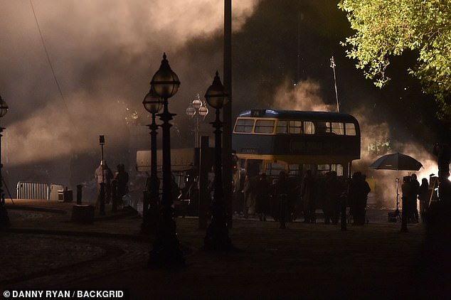 Smoke was seen billowing into the sky after a series of explosions went off