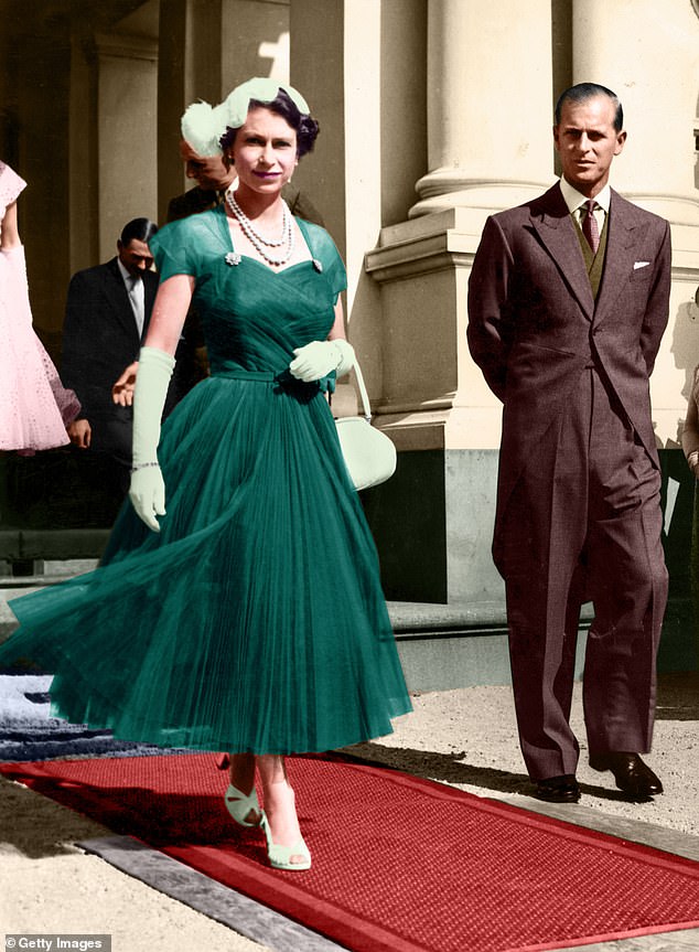 Queen Elizabeth and Prince Philip attended a garden party during their 1954 tour of Australia