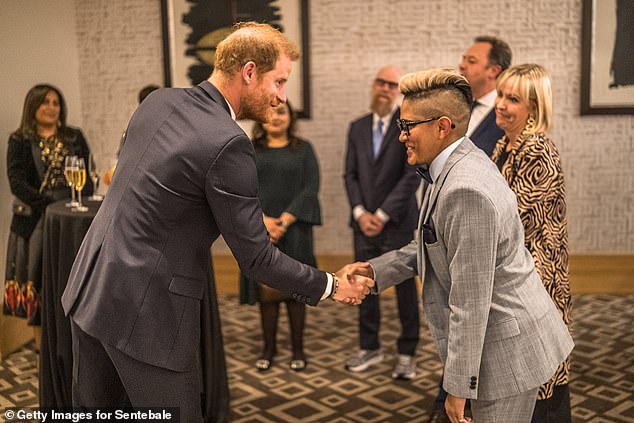 Harry greeted others at the Sentebale reception and panel discussion at The Saxon Hotel in South Africa