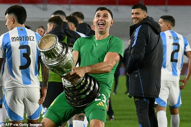 But he performed a similar gesture this year while holding a replica of the Copa America gong