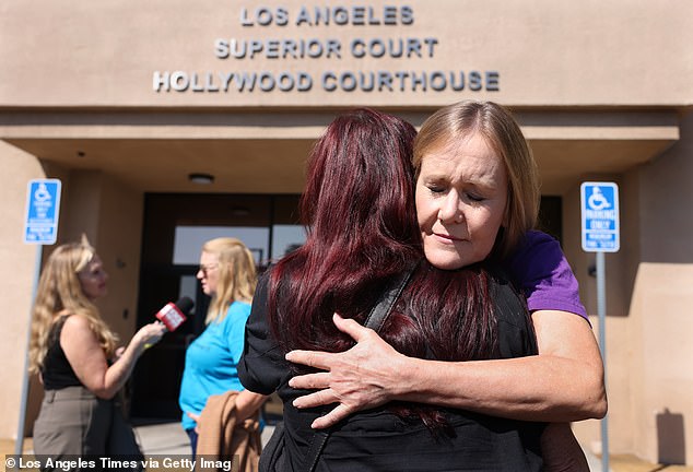 Antelope Valley residents hugged in front of the Hollywood courthouse after Hubbart's placement hearing