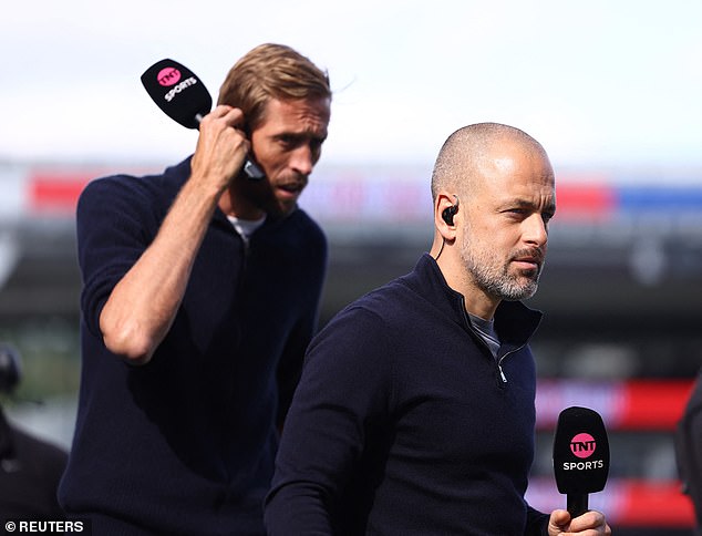 Cole (right) was accompanied by Peter Crouch (left) and both had a lot to say about Ten Hag