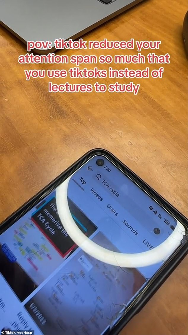 A TikTok allowed students to search for their study topic in 15-second videos instead of referring to their notes or lectures