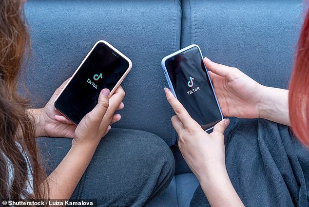 Two phones loading TikTok. One student admitted to her professor that she spends six hours a day on the app (stock image)