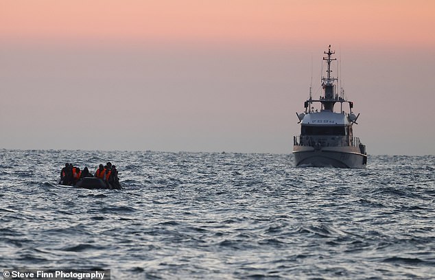 The French navy escorted another packed boat with 50 migrants on board across the water and ordered British Border Police to keep an eye on others