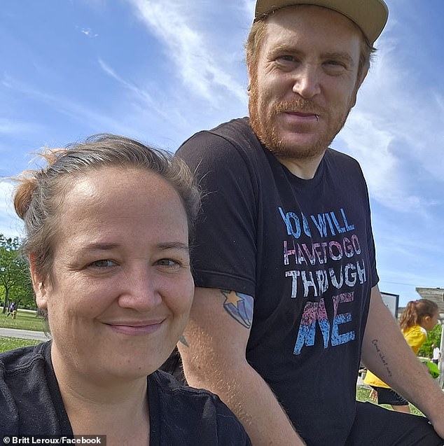 Britt Leroux, pictured with her partner John Reh, fell victim to the brutal harassment after clashing with Pollock over her support for LGBTQ rights